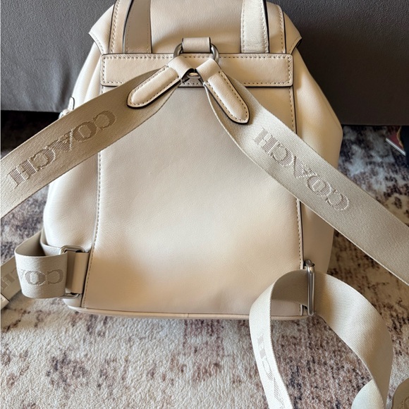 Coach Cream Leather Drawstring Backpack - Picture 4 of 9
